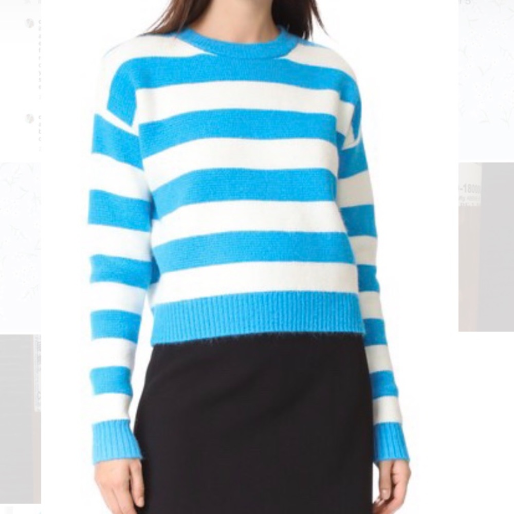 Diane Von Furstenberg Wool Striped Baseball Pullover Sweater
